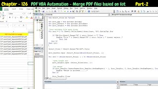 PDF VBA Automation  Merge PDF files based on file path  Combine pdf files Part  2 [upl. by Kenwee]