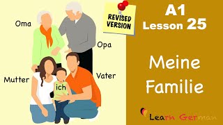 Revised  A1  Lesson 25  the family in German  die Familie  Meine Familie  Learn German [upl. by Ariada]