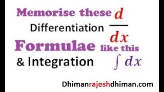 How to learn Integration amp Differentiation Formulae simultaneously  How to learning integrations [upl. by Aenil]