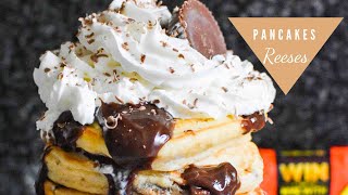 Reeses chocolate peanut butter pancakes pancake day 2020 [upl. by Rahm]