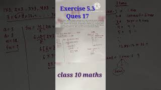 ex 53 Q 17 l ch 5 l airthmetic progession l class 10 maths [upl. by Icyaj]