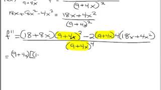 Calculus  2nd Derivative with Quotient Rule [upl. by Adnamar]