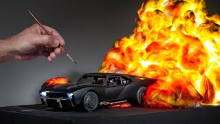 The Batmobile Explodes Through A Massive Ball Of Flame  thebatman  scalemodel  3dprinting [upl. by Annaillil]