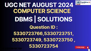 UGCNET August 2024 DBMS questions  UGC NET DEC 2024 [upl. by Tonie]