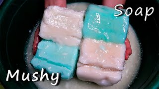 ASMR 4 MUSHY SOAPS and Sponge 💚 Soaked Soap 🤍 Sponge Squeezing [upl. by Emearg335]