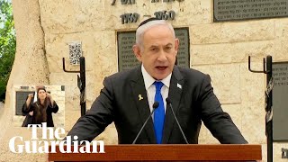 Netanyahu heckled during Israel Memorial Day speech [upl. by Pardoes]