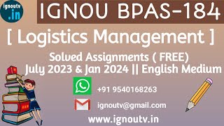 IGNOU BPAS184 Solved Assignment July 2023 amp Jan 2024 FREE  IGNOU BAG  IGNOU TV  IGNOU [upl. by Natan]