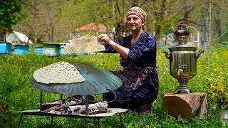 The best Spring dish in the village  Traditional Kutab Recipe of Azerbaijan [upl. by Ragnar455]