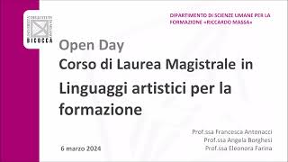 Presentazione del Corso di Laurea Magistrale in quotLinguaggi Artistici per Formazionequot [upl. by Horick301]