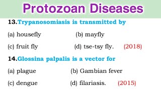 Parasitology MCQ Questions  Protozoan disease MCQ [upl. by Cuthbert]