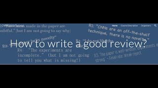 How to write a good review  CVPR 2020 Tutorial [upl. by Barraza]