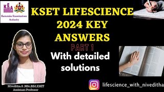 KSET 2024 LifeScience Key answers and detailed solution Part 1 [upl. by Stockmon151]