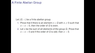 G a finite group If there is x in G with nonzero x such that x  x  0 then G is even [upl. by Sirenay]