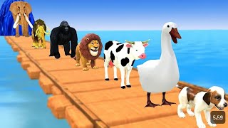 Cow Elephant Lion Gorilla TRex 3d Animal on Long Slide Game Funny 3d Cage Game Paint Animals [upl. by Ahsinat]