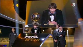 Lionel Messi Balón de Oro Golden Ball 2010  FiFPro World XI Award 1012011 [upl. by Spector]