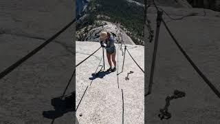 DESCENDING THE DEADLY HALF DOME CABLES 🏞️  hikingadventures [upl. by Merl]