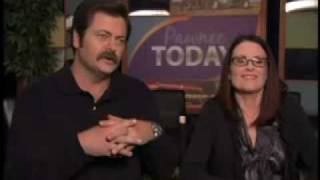 Parks and Recreation  On The Set With Megan Mullally amp Nick Offerman [upl. by Ahsinat]