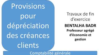 Provision  Créances clients Comptabilité générale Exercice corrigé [upl. by Steere]