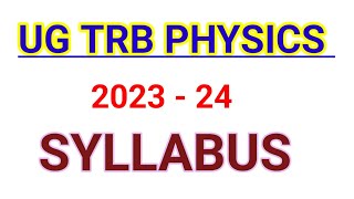 UG TRB PHYSICS BT ASSISTANT SYLLABUS STUDY MATERIAL TEST BATCHIMPORTANT MCQ [upl. by Africa]