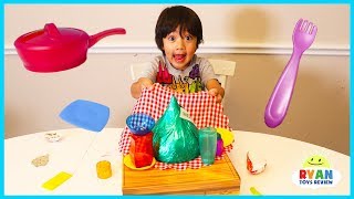 Ryan plays Crazy Cafe Board Game for kids with Egg Surprise Eggs [upl. by Isis]