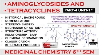 Aminoglycosides amp Tetracyclines complete  Part 4 Unit 1  Medicinal Chemistry 6th Semester [upl. by Tobie666]