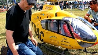 STUNNING  GIGANTIC  MODEL HELICOPTER XXXL RC SCALE TURBINE EC135 ADAC FLIGHT DEMONSTRATION [upl. by Fairbanks]