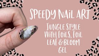 Jungle Style  Foils Leaf and Bloom Gel  Salon Speedy Nail Art Pt3  INK London [upl. by Lingwood]