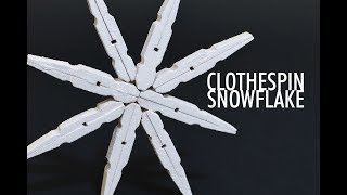 Clothespin Snowflake  DIY Christmas Decor Holiday Ornament [upl. by Aronow483]