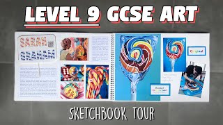 ART GCSE GRADE 9 A SKETCHBOOK TOUR  REALLY HELPFUL [upl. by Raddi]