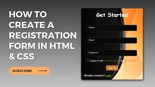 Registration Form using HTML amp CSS  Without Bootstrap pure HTML amp CSS  webcomponent [upl. by Ggerg]