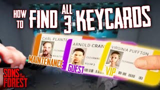 How to find all 3 KEYCARDS  Sons of the Forest Guide [upl. by Ambros]