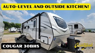 Bunkhouse Travel Trailer With AutoLevel  2023 Cougar 30BHS [upl. by Anirbys]