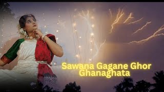 Sawana Gagane Ghor Ghanaghata  Dance Cover By Baishali  Rabindra Nritya rabindranritya [upl. by Glenn]