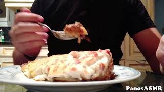 Eating Moussaka 2  Greek Food  Panos ASMR Mukbang [upl. by Essyla851]