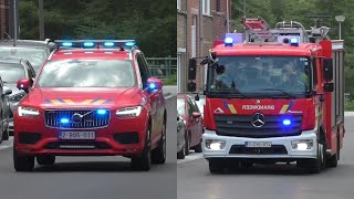 Autopomp P01  Commandowagen C05 Brandweer Vilvoorde met spoed naar een brand voertuig groot [upl. by Atalante]