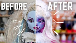 ✨REVAMPING OLD DOLLS✨  ABBEY BOMBINABLE MONSTER HIGH  Doll repaint relaxing  etellan [upl. by Aloek]