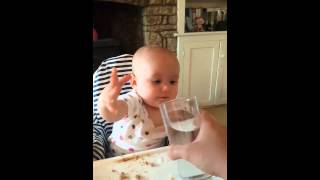 Baby led weaning at 27 weeks  drinking tap water from a glass [upl. by Delaine702]