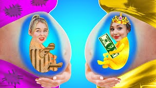 RICH VS BROKE PREGNANCY EXPENSIVE amp POOR PARENTING HACKS BY CRAFTY HYPE [upl. by Soloma]