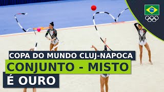 Copa do Mundo de Ginástica Rítmica 2023  Conjunto Brasileiro é ouro na série mista em ClujNapoca [upl. by Eilla580]