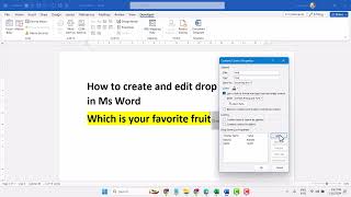 How to create and edit drop down list in Ms Word  Insert amp modify Drop down lists in Word 2024 [upl. by Nylirret]