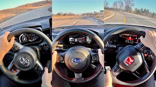 2023 GR Corolla vs BRZGR86 vs Civic Type R  What’s more fun POV Comparison [upl. by Hartley]