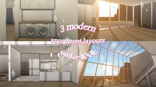 ♡ 3 simple apartment layouts ♡  under 100k  roblox bloxburg speedbuild [upl. by Norad68]