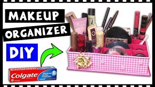 💄 DIY makeup ORGANIZER with 3 toothpaste BOXES 👉 aPasos Crafts DIY [upl. by Asoramla950]