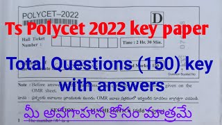 TS Polycet 2022 key paperTS Polycet 2022 key with answers [upl. by Litch]