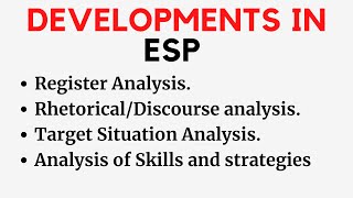 Developments in ESP Register RhetoricalDiscourse Target Situation Analysis [upl. by Naujet]