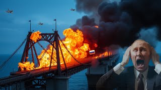 Crimean Bridge is gone forever US F16 pilots burn 950 tons of Russian ammunition on the Crimean Br [upl. by Alyekahs]