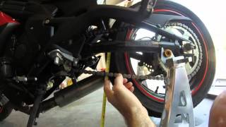 Adjusting Chain Slack On A Ninja 650 [upl. by Gerk]