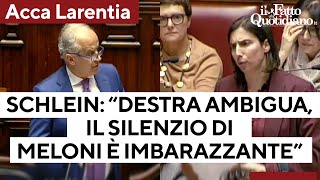 Acca Larentia Schlein quotDestra ambigua Non sono cani sciolti silenzio di Meloni è imbarazzantequot [upl. by Litnahc]