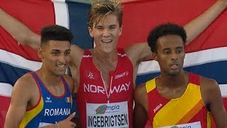 Jakob Ingebrigtsen wins 5000m FINAL U20 CHAMPIONSHIPS  GROSSETO 2017 [upl. by Schroeder]