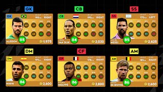 DLS 24  TOP 5 BEST PLAYERS AT EVERY POSITION 😱🔥 FT Messi Alisson Van Dijk Kevin [upl. by Cooperstein147]